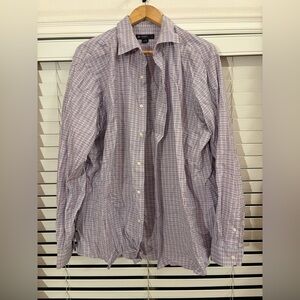 Mens Light Purple Plaid Button Down Shirt